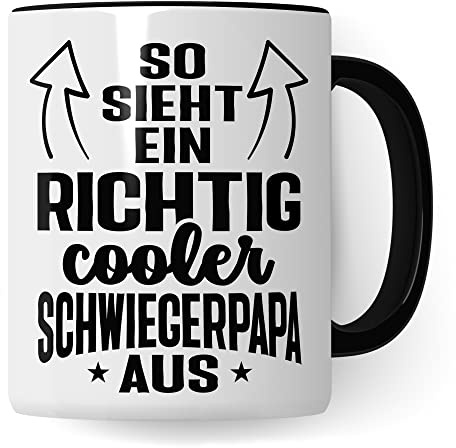 Tasse Geschenk Schwiegerpapa, So sieht ein richtig cooler Schwiegerpapa aus Geschenkidee Schwiegervater Kaffetasse mit Spruch Kaffee-Becher Familie Teetasse (Schwiegerpapa)