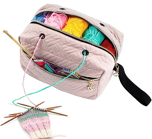 MYBAGZING Häkeltaschen-Organizer – Stricktasche – Garnaufbewahrung Organizer – Garntasche zum Häkeln – Garnhalter für Häkelzubehör, Häkeln und Strickgeschenke, Rose, Small-10