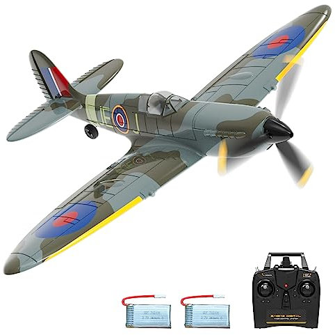 volantexrc Spitfire V2 RC Flugzeug 4CH Spielzeug RTF mit Xpilot Stabilisierungssystem, 2.4GHz Ferngesteuertes Flugzeug für Anfänger und Erwachsene (Blau)