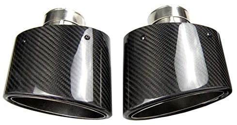 WEHOMY 1 Paar Universal Oval Slanted Kohlefaser Schwarz Auto Auspuff Schalldämpfer Spitze Endrohr Auspuffblenden (Size : IN 60- Out 90X150)