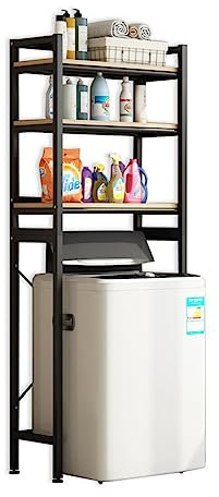 Estante para lavadora , Estante para lavadora con tapa abatible Estante para inodoro de baño de piso a techo Estante de almacenamiento para inodoro con tapa abatible Balcón para el hogar Threetierflip