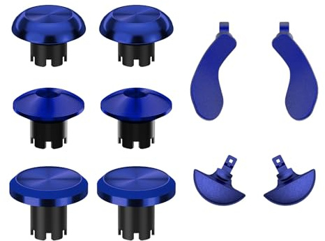 Hzxkqmil Metall-Thumbsticks für PS5 Edge Controller, 6 Joystick Analogsticks 4 Rückpaddel Trigger-Tasten Austauschbare Zubehör-Set für PS5 Edge Controller, Blau
