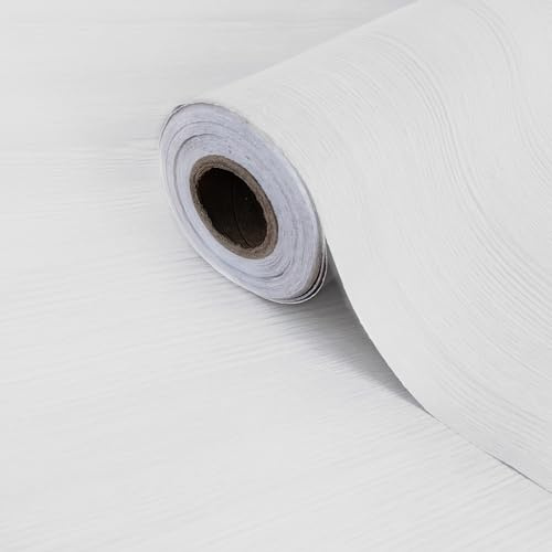 Pellicola decorativa extra spessa, laminato autoadesivo effetto legno per mobili, porte, cucina, armadi, tavoli, motivo: legno bianco, 90 × 210 cm
