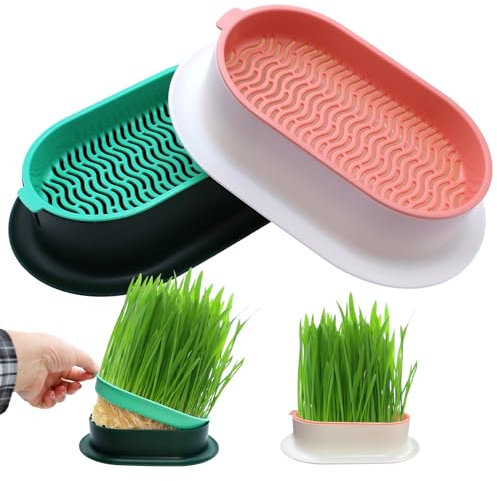 Piuluvor® 2 PCS Bandeja Hidropónica Plástico para Hierba Gatera, Cuencos Germinar Hierba para Jardín, Oficina en Casa