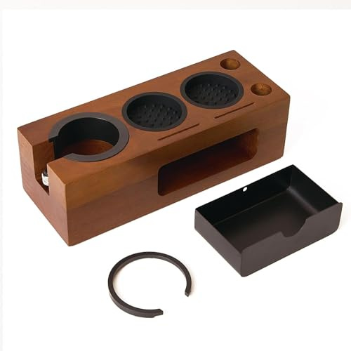 NICEPRING Espresso Tamping Station Tamper Box, 8 in 1 Coffee Organizer Box Fit for 51mm 53mm 54mm 58mm Espresso Tamper Distributor Portafilter Puck Screen Accessories Storage