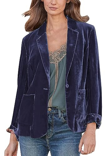 HANXIULIN Blazer, blazer in velluto dorato, da donna, a quadri, slim fit, giacca da donna, con bottoni, tunica clubwear, Lilla, XL