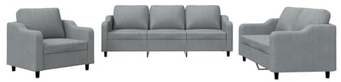 vidaXL Ensemble de Canapés avec Coussins 3 pcs, Canapés avec Accoudoirs et Dossier, Ensemble de Meubles, Mobilier de Salon, Moderne, Gris Clair Tissu
