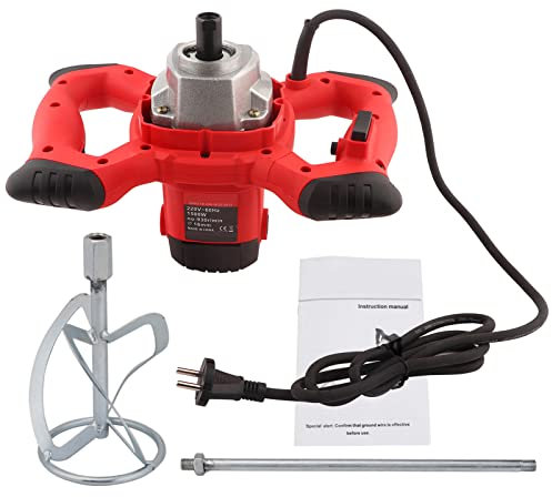 Sbattitore Manuale 1500 W, Miscelatore Elettrico per Malta, Vernice, Cemento, 6 velocità, Scatola Ingranaggi in Alluminio, Agitatore per Malta, Agitatore per Malta