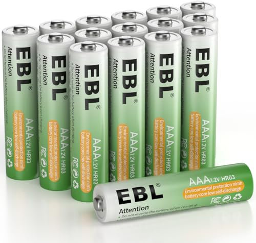 EBL Rechargeable AAA Batteries, Ni-MH Triple A High Capacity 1.2V Pre-Charged 1100mAh Rechargeable Batteries 16 Counts