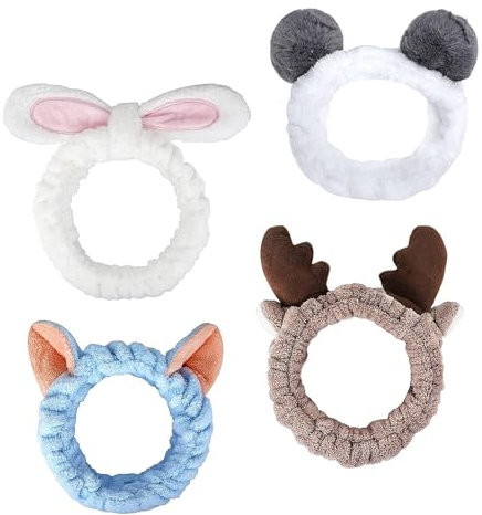 4 Pieza Diadema de Maquillaje Spa Coral Fleece PañUelo Elástico Lavar Cara Banda de Cabeza Cinta para El Pelo Cosmética SPA Yoga