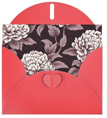 Rote, hochwertige Perlpapier-Grußkarte, 10,2 x 15,2 cm, geeignet für Geburtstagskarten, Party-Einladungen, Chrysanthemen-Muster