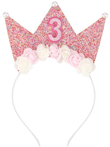 LUYANFX Geburtstagskrone für 2 Jahre Mädchen Rosa, Happy Birthday Haarreif Mit Glitzer Zahlen, Krone Stirnband, Party Kopfschmuck für Geburtstag