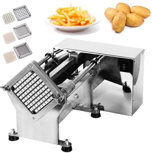 Electric French Fry Cutter with 6/9/13mm Blade, 200-300 kg/h Commercial Heavy Duty French Fry Cutter, Electric Stainless Steel Vegetable Cutter with Suction Feet