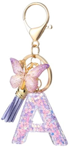Porte-clés pour filles, Porte-clés Papillon, Porte-clés Alphabet, Porte-clés Papillon avec Initiales A, Porte-clés pour femmes