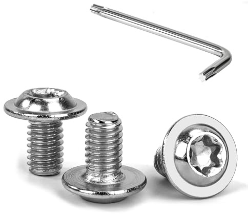 Tunejoy M6 x 10 mm Tornillos de Cabeza Alomada Torx con Brida Tornillo de Cabeza Hexagonal de Acero Inoxidable A2 V2A Tornillos Máquina con T30 Allen Rosca Completa 30 Piezas
