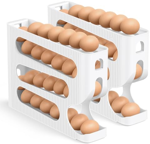 Sotfamily Eier Aufbewahrung Kühlschrank,Eierhalter FIFO für 56 Eier Größe M | Automatisches Rollen Eierhalter für Kühlschrank, Platzsparender Eier Organizer / Aufbewahrungsbox / Behälter