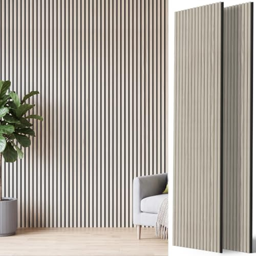 INMOZATA 2 Pack Acoustic Wall Panels 240cmx60cm, White Maple | Easy to Install 3D Slatted Wall Panel – Decorative & Sound Absorbing Acoustic Panels for Living Room, Bedroom