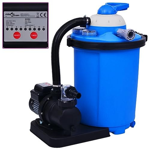 Bomba filtro de arena con temporizador, ShGaxin Depuradora Piscina Arena, Filtro Piscina, Bomba De Picina, 550 W 50 L