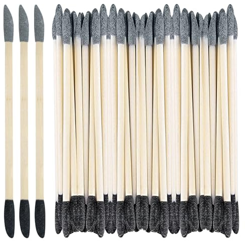 50 Stück 2 in 1 Schleifstab Set, Granularität mit 150# Schwarz & 280# Grau | Sanding Sticks aus Birkensperrholz, für Modellbau, Gundam, Holzarbeiten und Nageldesign (Naturholz)