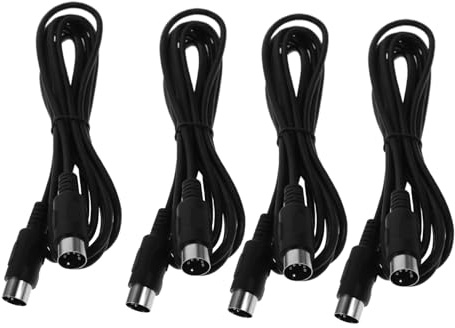 POPETPOP 4 Stück Midi Kabel mit 5-poligem Stecker 3 Meter Doppelseitiges Design für E-drums und Keyboards Kupfer Pvc Schwarz