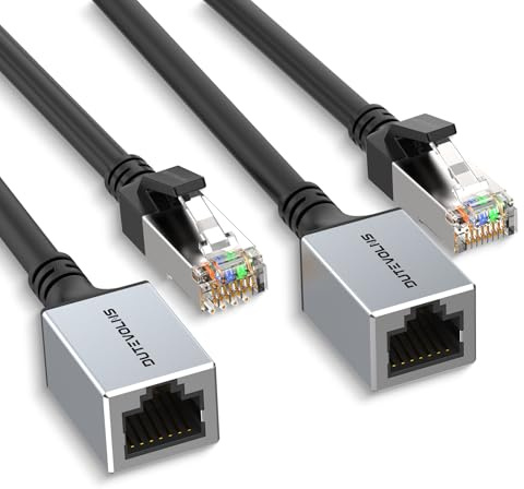 Dutevolns Prolunga Ethernet Cat6 1M, Cavo Ethernet Maschio-Femmina, 2 Pezzi | CAT 6 Adattatore Estensore di Ethernet, Prolunga Cavo Ethernet, Prolunga Cavo LAN Gigabit, per PC/router/modem.