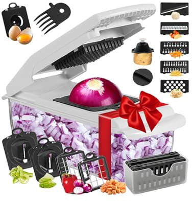 schneider | Würfel-Schneider & Küchenhelfer für Obst und,Multifunktioneller hacker mit Aufbewahrungsbox für Kartoffeln, Knoblauch und Früchte