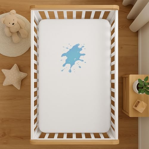 Lakhmaali Terry Cotton Crib Mattress Protector 50x85 cm – Soft Waterproof Next to Me Mattress Protector, Breathable and Noiseless Fitted Sheet Cover for Baby Bedside Cribs