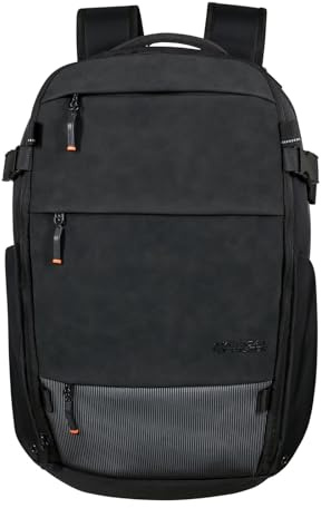 American Tourister Pacepro - 15.6 Tums Bärbar Ryggsäck - Organiserade Fack, Regnskydd Med Reflekterande Detaljer, Expanderbar, Smart Ärm - 50 Cm, 25/30 L - Svart (Flash Black)