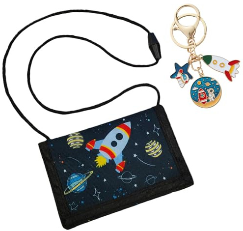 GWAWG 2PCS Kids Wallets for Boys and Key Set Kids Trifold Wallet with Zippered Coin Pocket Wallets for Boys Girls Wallet Anti Theft Space Purses with Photo Compartment