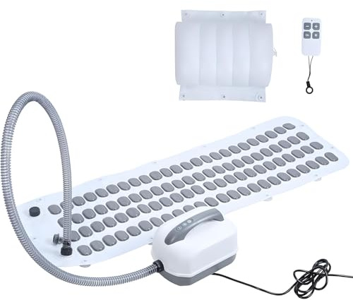 PioMue Esterilla de Masaje de Burbujas eléctrica con Almohada para bañera, masajeador portátil de Burbujas para SPA, Chorro Ajustable de 6 velocidades, 13 ventosas, para una relajación Completa.