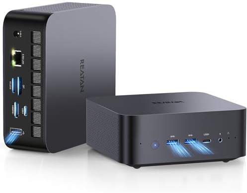 Reatan X7 Mini PC, AMD Ryzen 7 255(Beats 8745HS),32GB DDR5,1TB PCIe 4.0 SSD | mini computers, Quda Display,Wifi7 BT5.4,Dual USB4.0, OCuLink,HDMI 2.1,DP for business,home,office