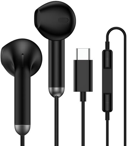 Kopfhörer mit Kabel USB C,In Ear Kopfhörer USB C Headset mit Mikrofon Ohrhörer für Samsung Galaxy S25 Ultra S24 S23 S22 S21 A17 5G A16 A36 A56 A55,kabelkopfhörer für iPhone 17 Air 16 15,Google Pixel