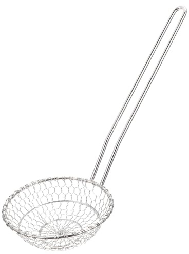 Homoyoyo Espumadera de Acero Inoxidable para Cocina y Freír Cuchara Coladora Manual Superficie Lisa Resistente Utensilio de Cocina Plateado Adecuado para Guisar y Estofar