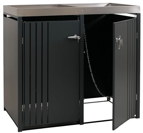 PROREGAL 2er-Mülltonnenverkleidung mit Pflanzkasten, HxBxT 125x132x84 cm, Anthrazit, Mülltonne 55kg