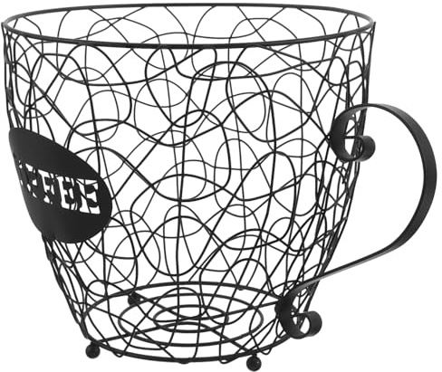 VICASKY Porta Capsule Caffè Espresso in Ferro Nero Design Forma Tazza, Organizer Compatto per Cialde da Cucina, Supporto per Postazione Caffè e Cestino Porta Capsule per Uso Domestico