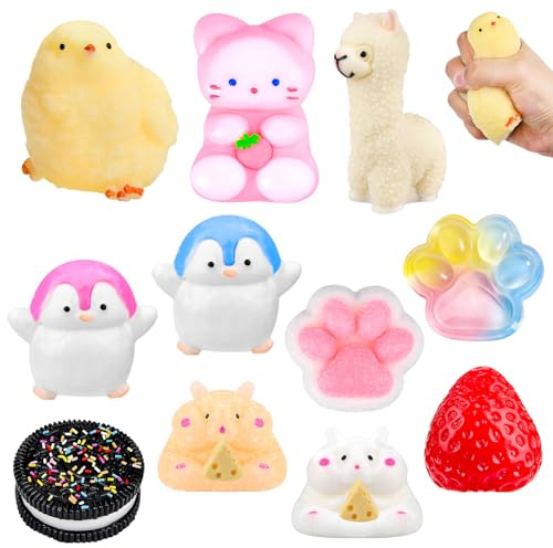 11 Stück Taba Squishy, Stress Relief Sensorische Spielzeug Katzenpfote | Stress Relief Spielzeug, Tier Squishy Set, Weiche squeeze Sensorische Fidget Zubehör für Angst und Fokus, Kinder, Erwachsene