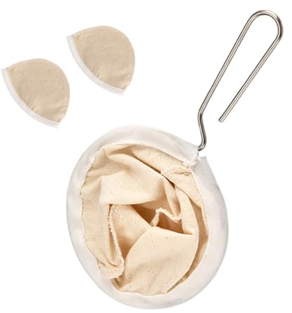 3 bolsas de filtro de café de tela lavables, colador de calcetines de café con mango de madera, accesorios de preparación de varios tamaños, filtro práctico