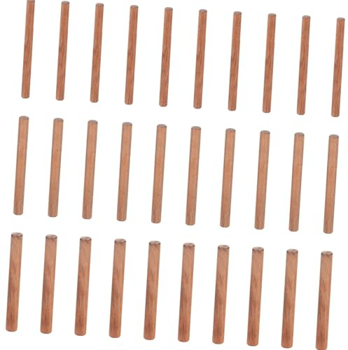 30 Stück 8/10 / 12 mm Holzdübel, Möbelbeschlag, Dübelstift, Hartholz Rillendübel, Möbelholzarbeiten, gerillter, geriffelter Stift, runder Holzstab