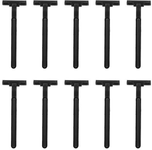 Rasoir Jetable Antidérapant à Double Couche, Noir, Lot de 10 | Corps en Plastique, Usage Voyage et Professionnel, pour Femmes et Hommes