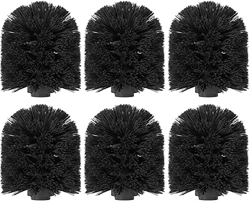 WELLGRO 6er Set Ersatz Bürstenköpfe - schwarz oder weiß - Ø 78 mm - Innengewinde - Farbe wählbar, Farbe:Schwarz