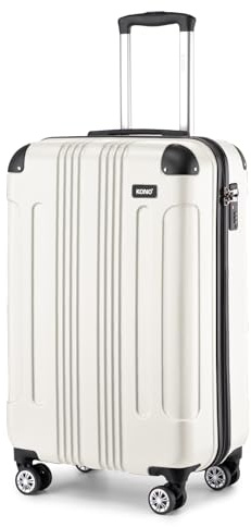 Kono Lightweight Hard Shell ABS+PC Cabin Suitcase - 55x35x20cm Carry-On Hand Luggage with 4 Spinner Wheels (Beige)