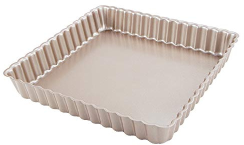 Webake Square Tart Pan, 9 by 9 Inch Tart Tin with Removable Bottom, Non-Stick Carbon Steel Quiche Pie Pan for Baking