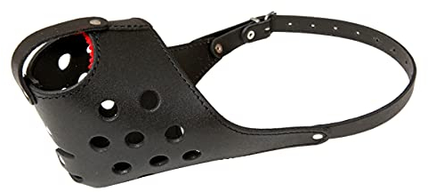 fifffi Maulkorb, Ledermaulkorb für mittlere Hunde, schwarz, Vollmaulkorb