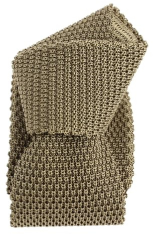 Tony & Paul. Cravate tricot. TONY, Soie. Marron corde - Uni - FABRIQUE EN ITALIE.