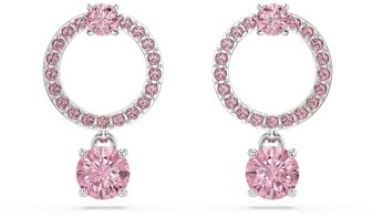 Swarovski Orecchini pendenti Attract, Taglio Round, Rosa, Placcato rodio