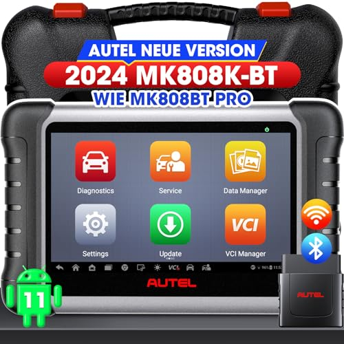 Autel MaxiCOM MK808K-BT OBD2 Diagnosegerät Gleich wie MK808BT Pro 2024 Bidirektionaler Aufstockung des MK808S MX808S, BT Ver. von MX900, Aktiver Test, 28+ Dienst, Alle System Scan-Tool, Batterie Test