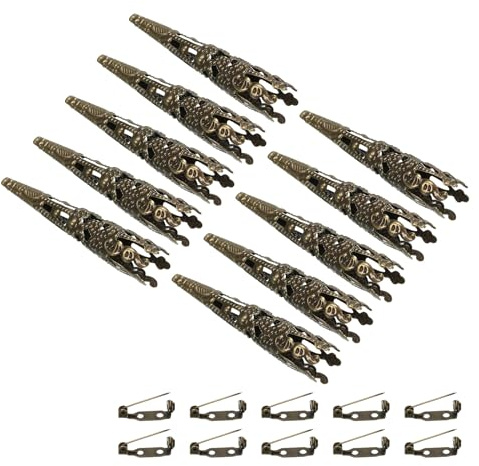 PATIKIL 41mm Corsage Decorative Holder, 15 Pcs Brooch Pin Vase Pocket Boutonnieres Holder with Bar Pins for Wedding Party DIY Crafts, Bronze