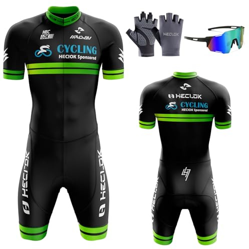 Herren Pro Fahrrad Skinsuit Kurzarm, Herren Triathlon Tri Anzug Kompression Duathlon Laufen Schwimmen Fahrradfahren Skinsuit Gepolstert Einteilig Trisuit,Einteiliges Radtrikot (TYP-7,L)