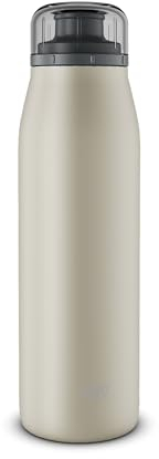 alfi ISO BOTTLE 500ml, beige, Isoliertrinkflasche aus Edelstahl, absolut dichter Drehverschluss, hält 12 Stunden heiß, 24 Stunden kalt, Trinkflasche für Kohlensäure, BPA-frei