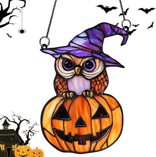 Paneles acrílicos de atrapasueños de Halloween, ventana acrílica ornamental de Halloween - Decoración de calabaza de Halloween que brilla en la oscuridad | Decoraciones del hogar de terror de